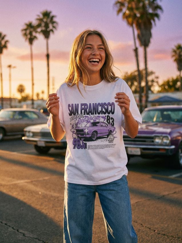 Sinsay - Tricou oversize din bumbac cu imprimeu - alb