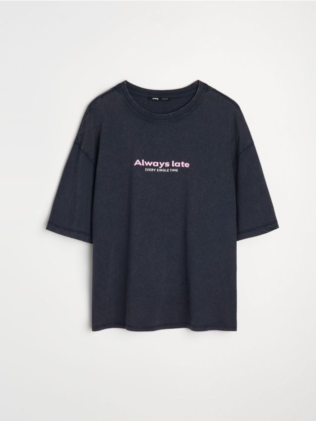 T-shirt in cotone con stampa sul retro - blu scuro