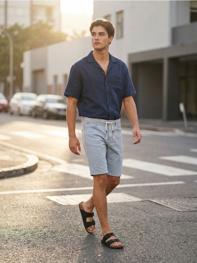 Sinsay - Șorturi din denim din bumbac - albastru-pal