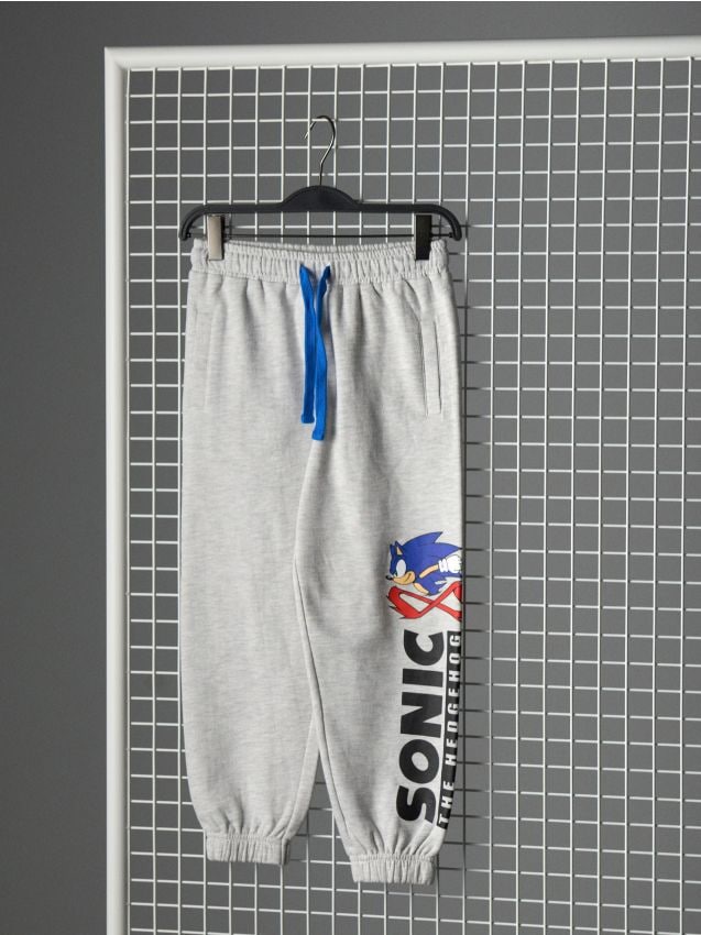 Sinsay - Nohavice s potlačou Sonic the Hedgehog - svetlošedá