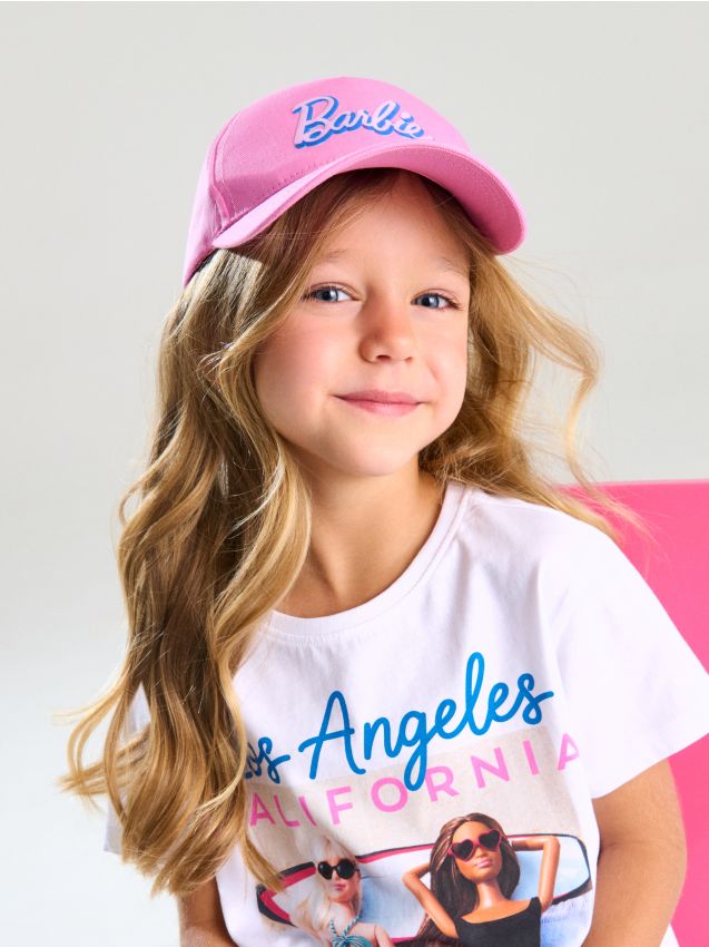 Sinsay - Șapcă din bumbac cu logo-ul Barbie - roz