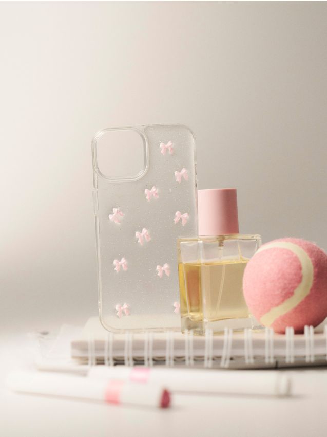 Sinsay - Husă pentru iPhone 15 cu motiv fundiță - roz