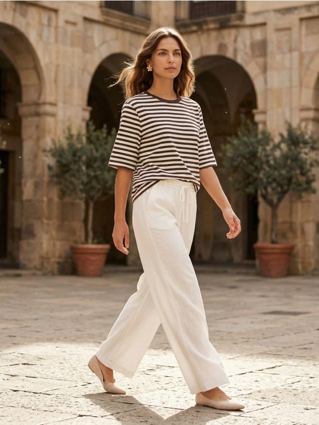 Sinsay - Tricou din bumbac în dungi - maro-închis