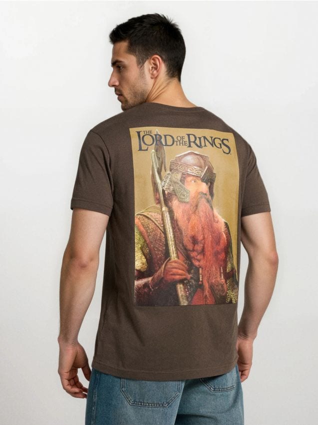 Sinsay - Tricou din bumbac cu imprimeu The Lord of the Rings - gri-maroniu