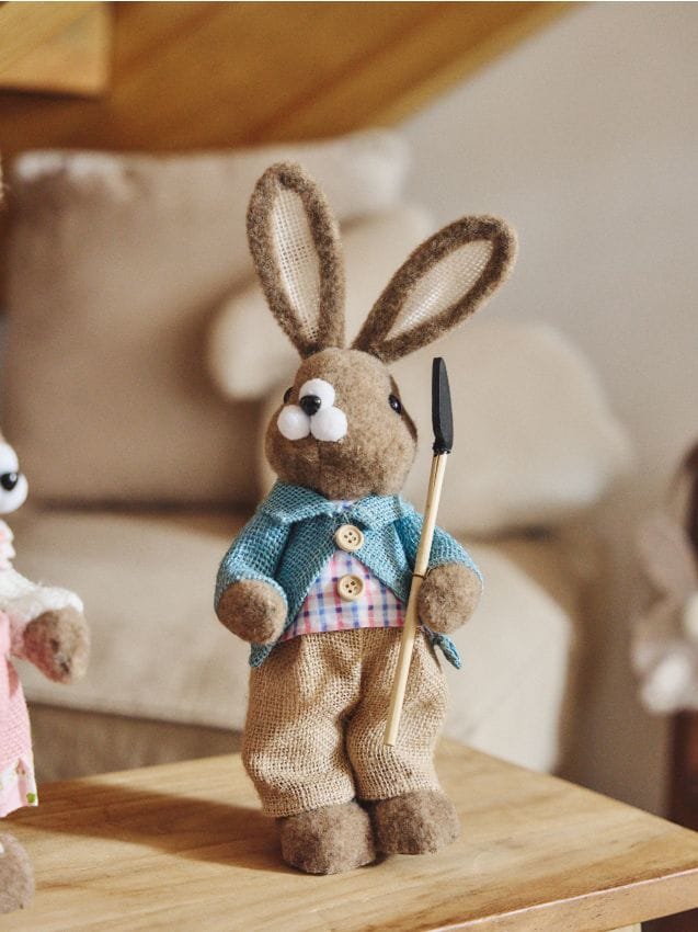 Decorazione Di Pasqua Coniglio Seduto Intagliato 7 CM Hasenfreund - Foto 8