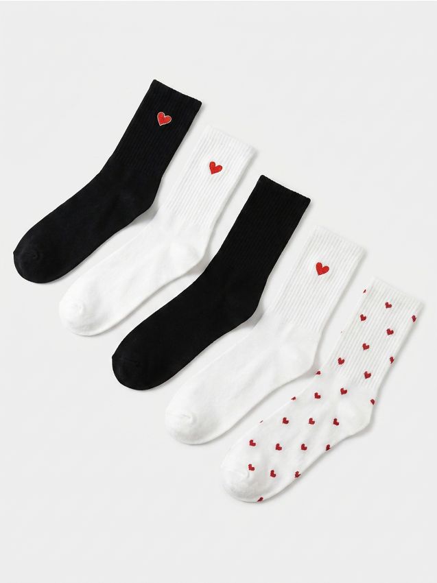 Sinsay - Șosete din bumbac cu model de inimioare, set de 5 - multicolor