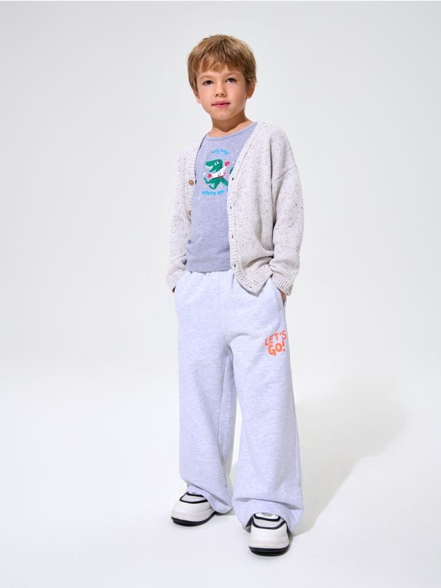 Sinsay - Pantaloni sport Wide leg - gri deschis