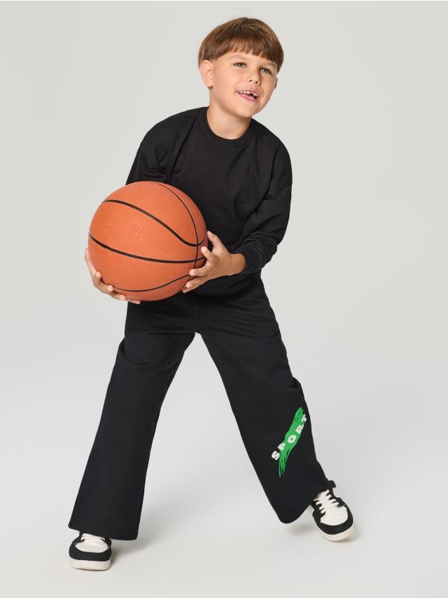Sinsay - Pantaloni sport Wide leg - negru