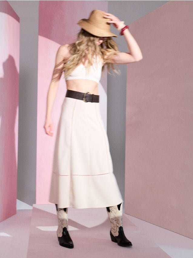 Sinsay - Rochie maxi din dantelă cu volane - nude