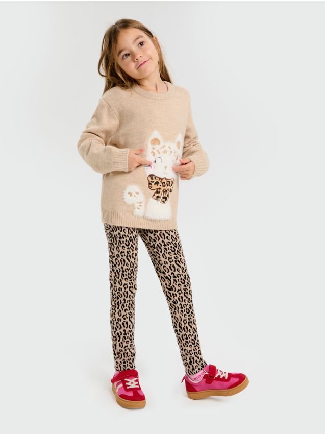 Sinsay - Pantaloni legging cu imprimeu leopard - bej