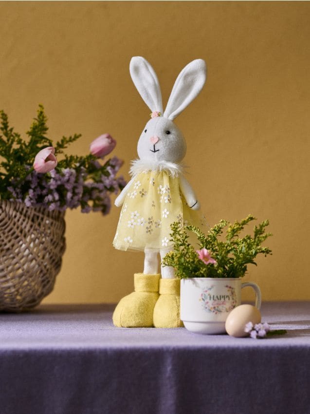 Sinsay - Figurină de Paște cu iepurașă în rochiță - galben-deschis