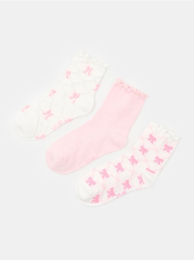 Sinsay - Șosete cu Model Fundiță, Set de 3 - multicolor