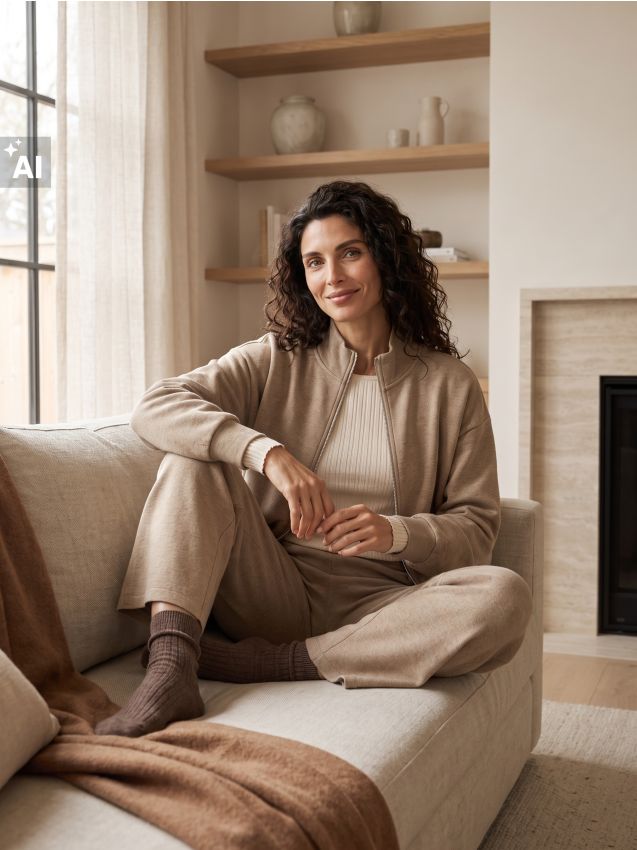 Sinsay - Pantaloni wide leg căptușiți cu bumbac - bej