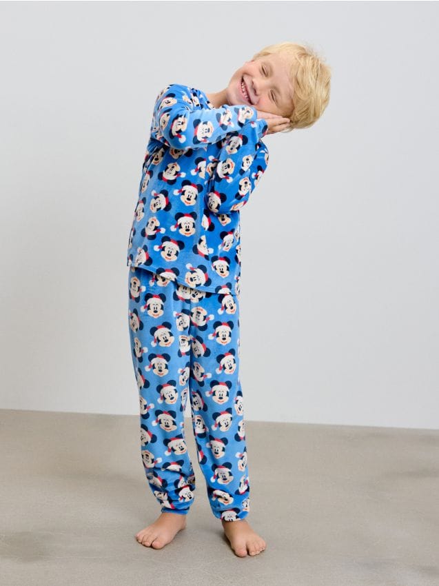 Sinsay - Dvojdielne bavlnené pyžamo Mickey Mouse - modrá