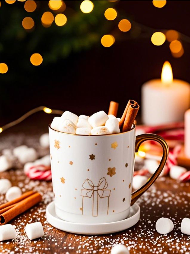 Sinsay - Keramický vianočný hrnček s vrchnákom a lesklým uškom - zlatá