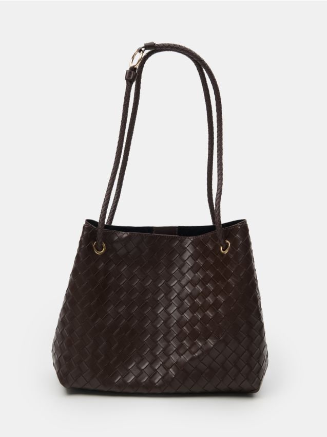 Sinsay - Geantă tip sac din imitație de piele - maro