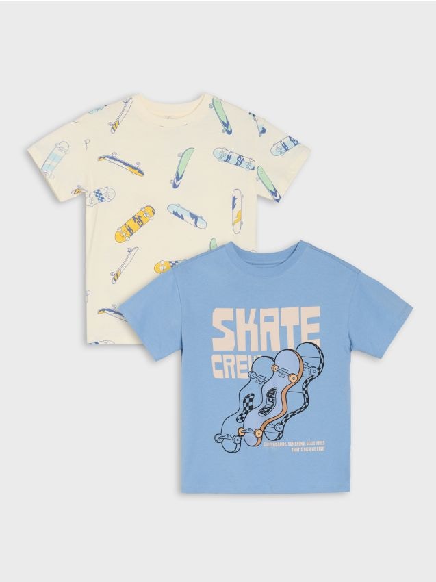 Sinsay - Tricou din bumbac cu imprimeu skate - light blue