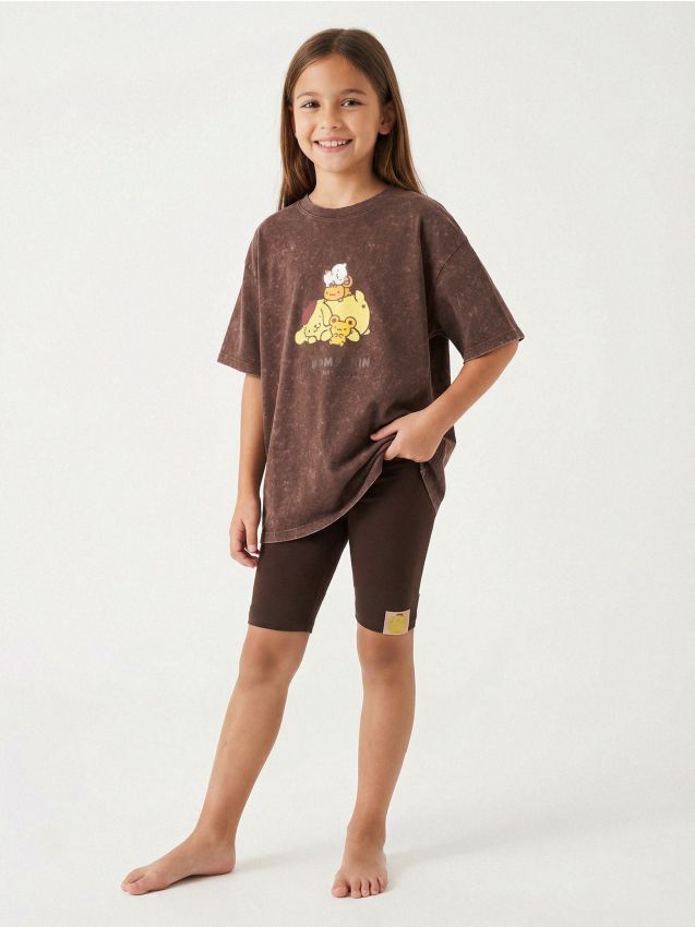 Sinsay - Compleu cu top și pantaloni scurți PomPomPurin - maro-închis