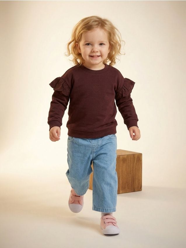 Sinsay - Hanorac crewneck cu broderie - crem