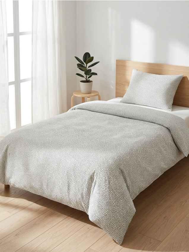 Sinsay - Set de lenjerie de pat cu bumbac cu model cu buline - alb