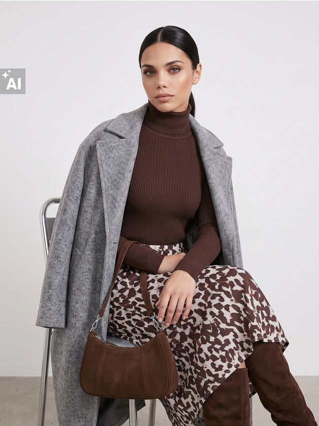 Sinsay - Fustă midi cu imprimeu leopard - multicolor