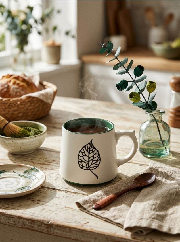 Sinsay - Cană ceramică cu imprimare - verde