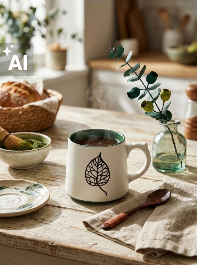 Sinsay - Cană ceramică cu imprimare - verde