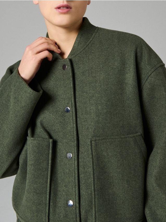 Sinsay - Jachetă bomber cu umeri căzuți - verde-închis