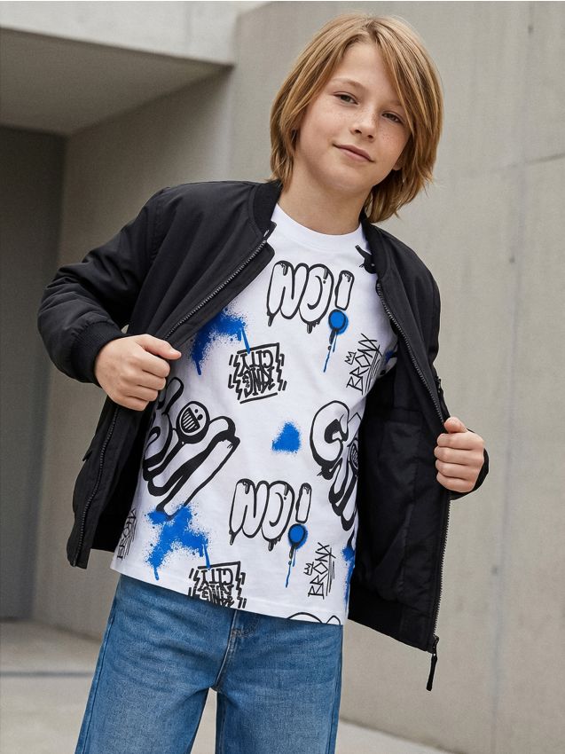 Sinsay - Tricou din bumbac cu model - alb