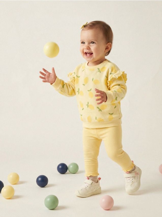 Sinsay - Hanorac cu guler rotund - galben-deschis