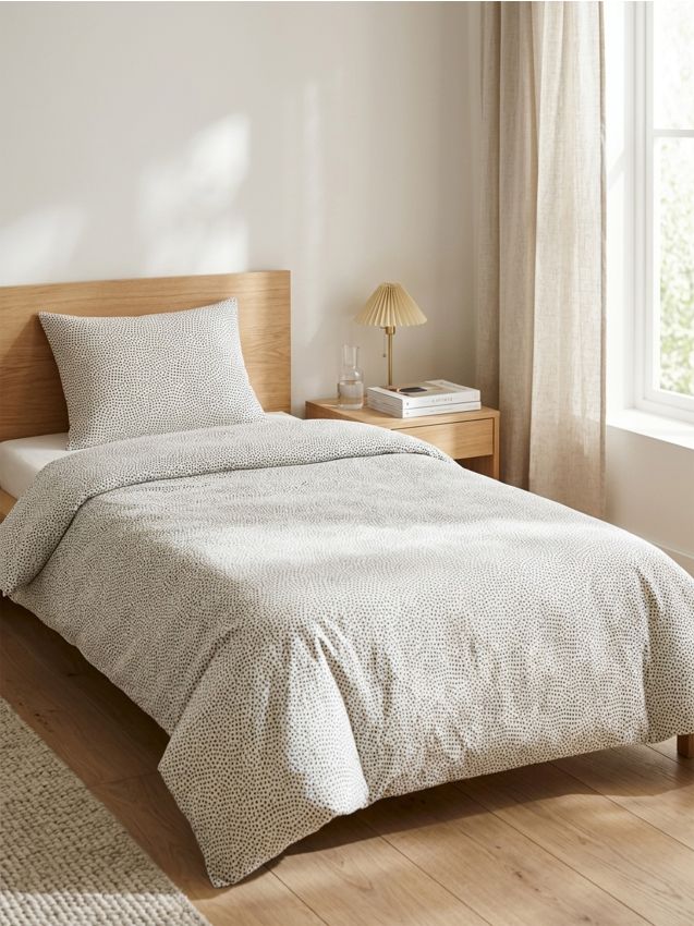 Sinsay - Set de lenjerie de pat cu bumbac cu model cu buline - alb