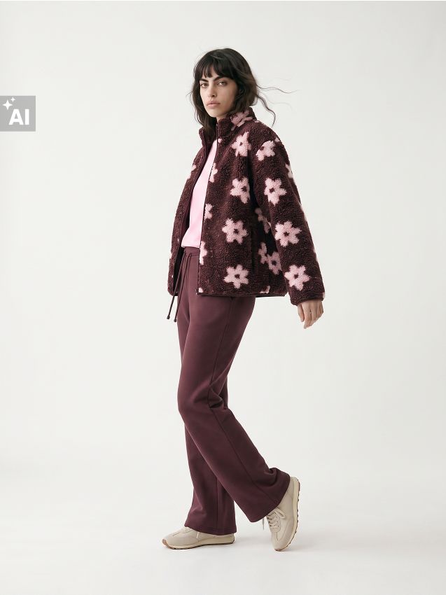 Sinsay - Pantaloni de trening flare - carmin