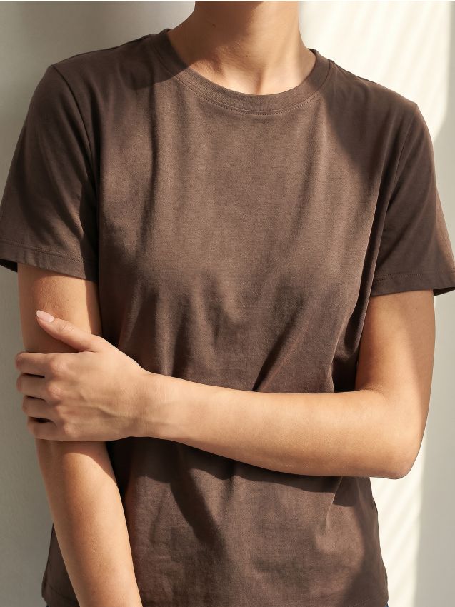 Sinsay - Tricou din bumbac cu mânecă scurtă - maro