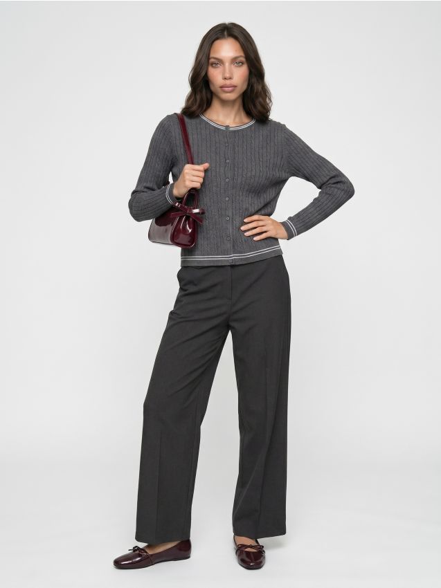 Sinsay - Cardigan cu model decorativ, cu viscoză - gri-închis