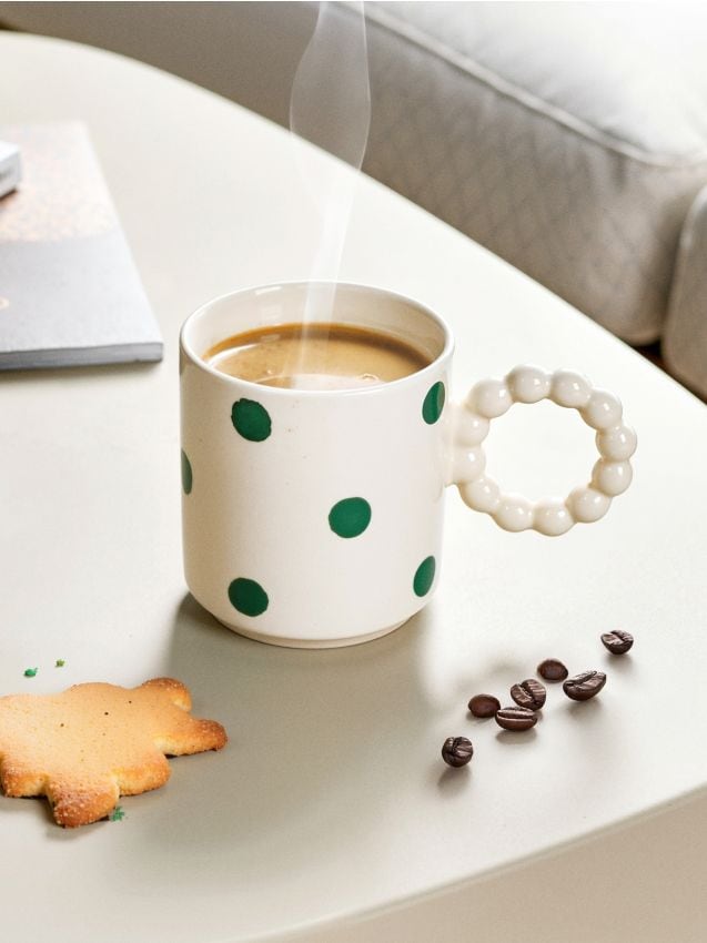 Sinsay - Cană ceramică cu toartă - verde-pal