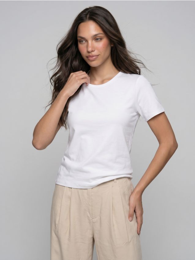 Sinsay - Tricou din bumbac cu mânecă scurtă - alb