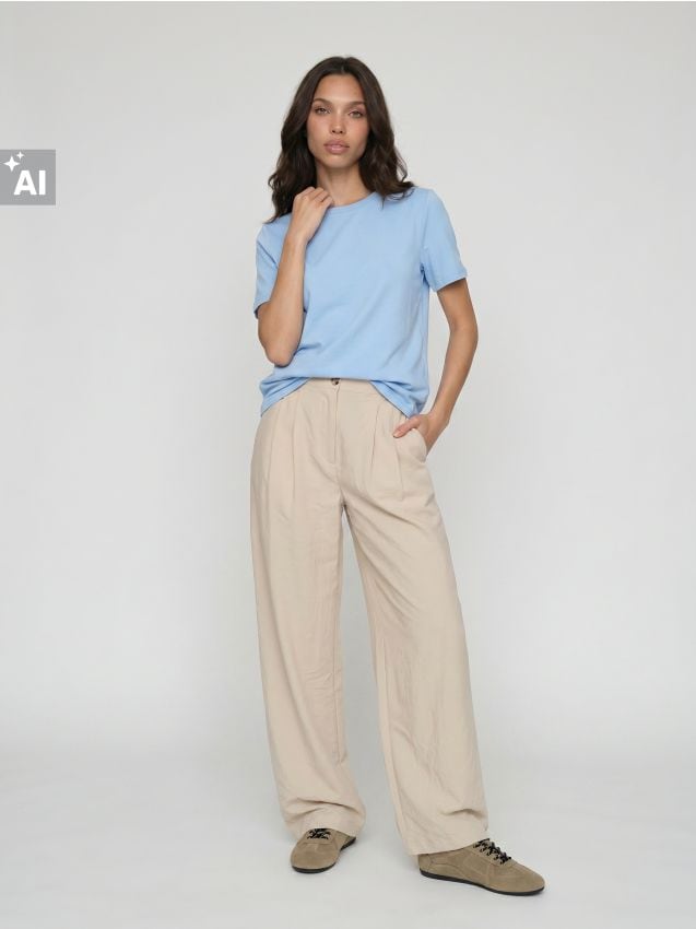Sinsay - Tricou din bumbac cu mânecă scurtă - albastru-pal