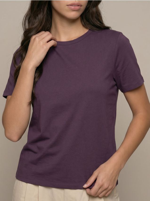Sinsay - Tricou din bumbac cu mânecă scurtă - violet-închis