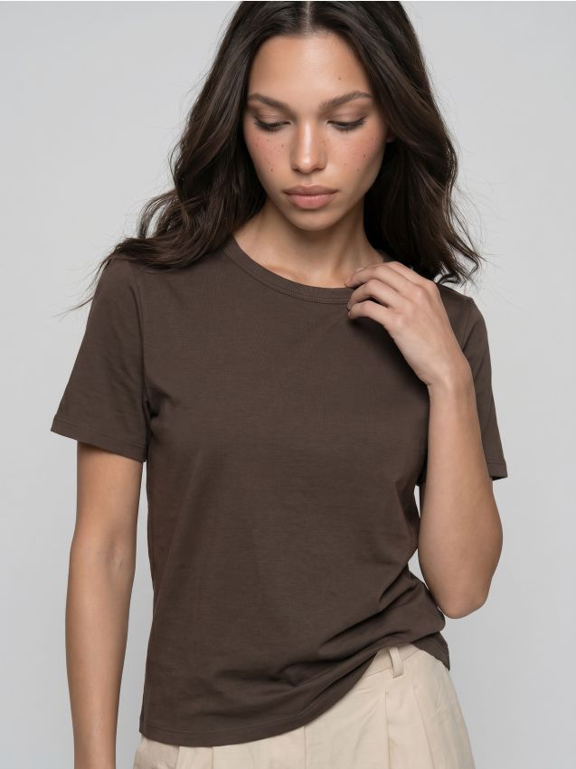 Sinsay - Tricou din bumbac cu mânecă scurtă - maro