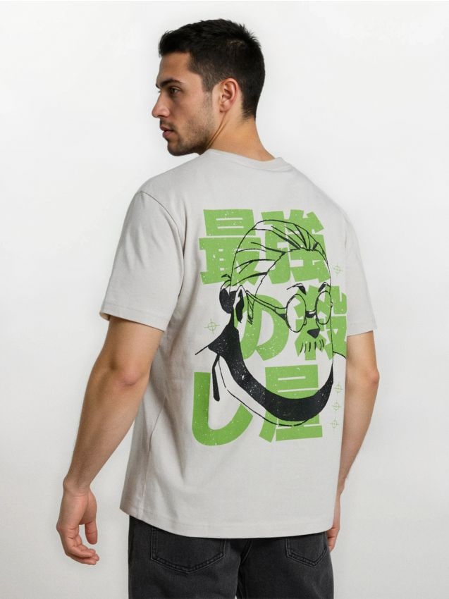 Sinsay - Tricou din bumbac cu imprimeu Assassination Classroom - nude