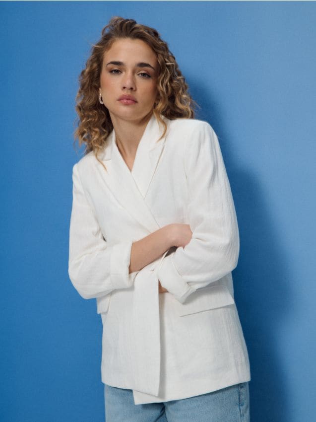 Sinsay - Sacou cu vâscoză - crem