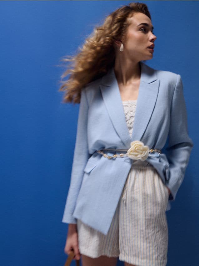 Sinsay - Sacou cu vâscoză - albastru-pal