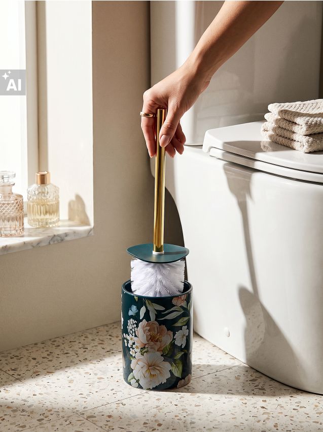 Sinsay - Perie de toaletă din ceramică cu imprimeu floral - turcoaz-închis