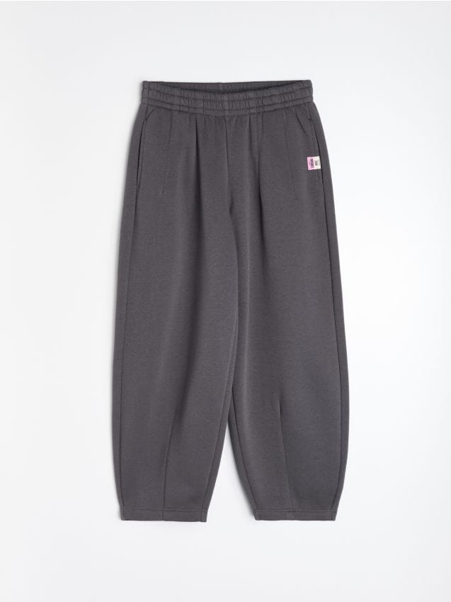 Sinsay - Pantaloni de trening cu bumbac - gri-închis