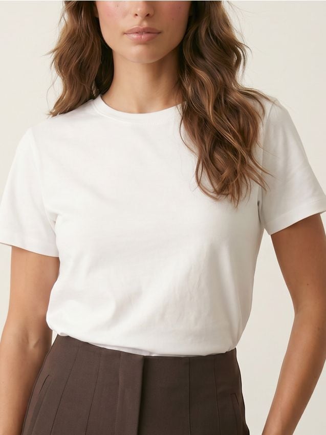 Sinsay - Tricou din bumbac basic - alb