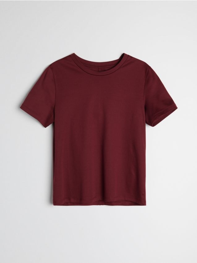 T-shirt basic in cotone - bordeaux
