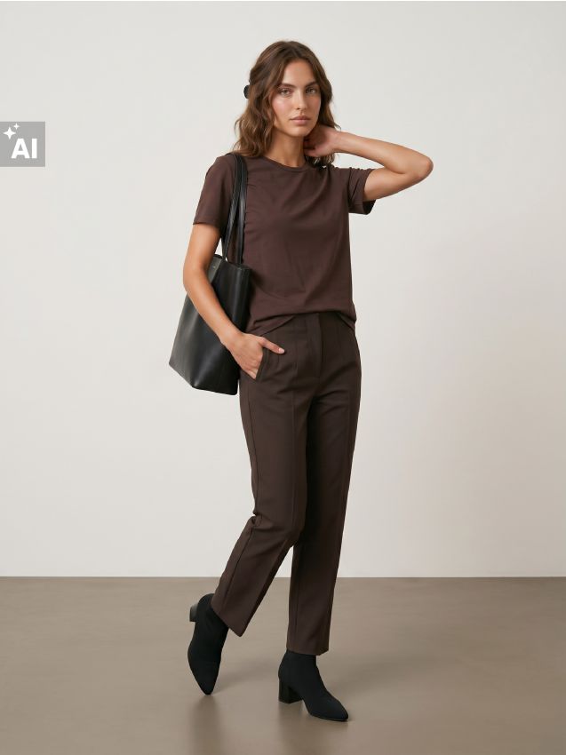 Sinsay - Tricou din bumbac basic - maro