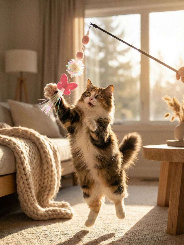 Sinsay - Set de joacă pentru pisică – undiță cu 3 capete interschimbabile - roz