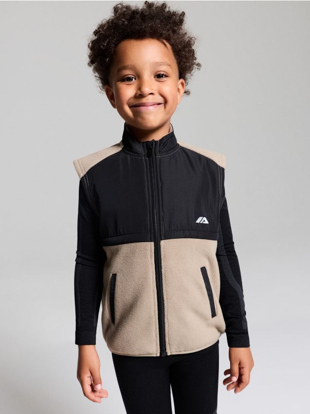 Sinsay - Vestă fleece cu elemente reflectorizante Active - gri-maroniu