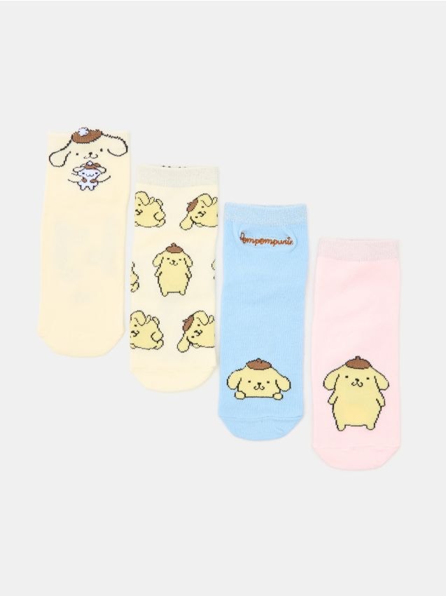 Sinsay - Șosete până la gleznă cu bumbac, pachet de 4 PomPomPurin - multicolor